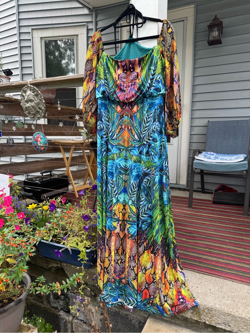 VENUS Multicolor Tropical Print Maxi Dress with Blue & Green Accents - Picture 4 of 5